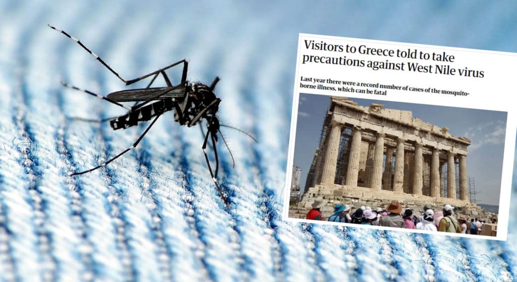 Συναγερμό έχουν σημάνει οι Αρχές στην Ελλάδα για τα κουνούπια και τον ιό του Δυτικού Νείλου, προειδοποιώντας σχετικά τους τουρίστες που επισκέπτονται τη χώρα μας, λέει ο Guardian.