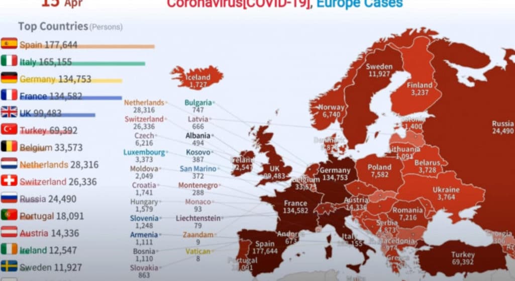 Eνα ενδιαφέρον βίντεο με χρονογράφημα για την εξάπλωση του κορωνοϊού στην Ευρώπη, δημοσιεύτηκε στο Youtube.
